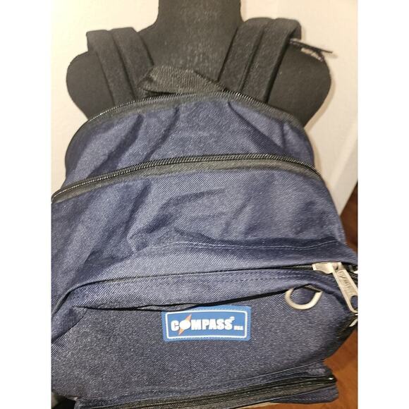 NWT! Compass USA expandable backpack in navy blue and brown 18x12x9 main image 9